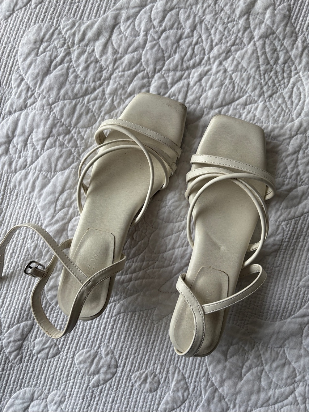Ardene Cream Strappy Square-Toe Heeled Sandals